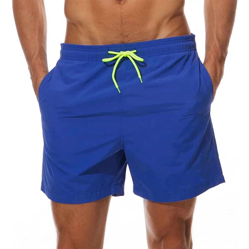 Men’s Blue Quick Dry Mesh-Lined Lightweight  Drawstring Swimming Shorts Trunks